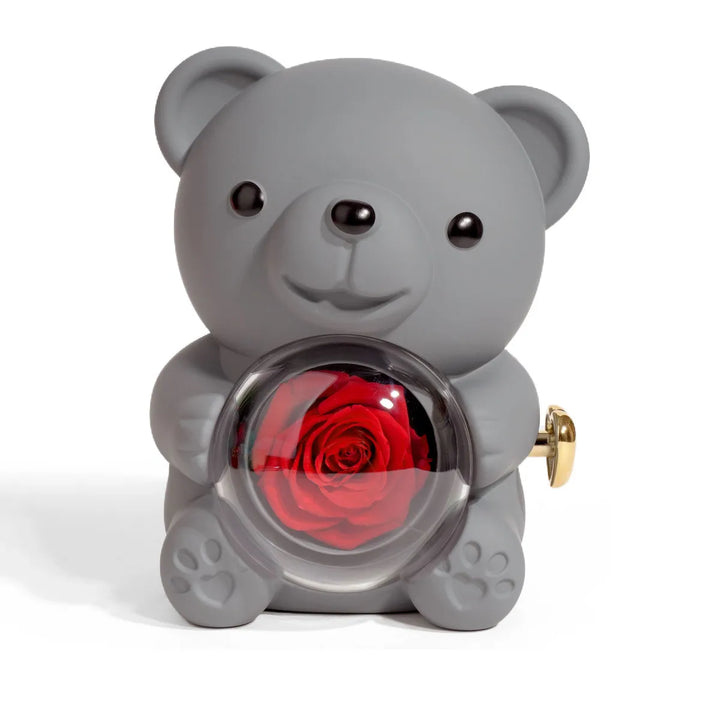 Teddy Bear with Eternal Rose and Engraved Necklace