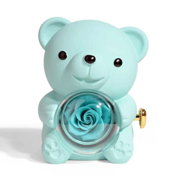 Teddy Bear with Eternal Rose and Engraved Necklace