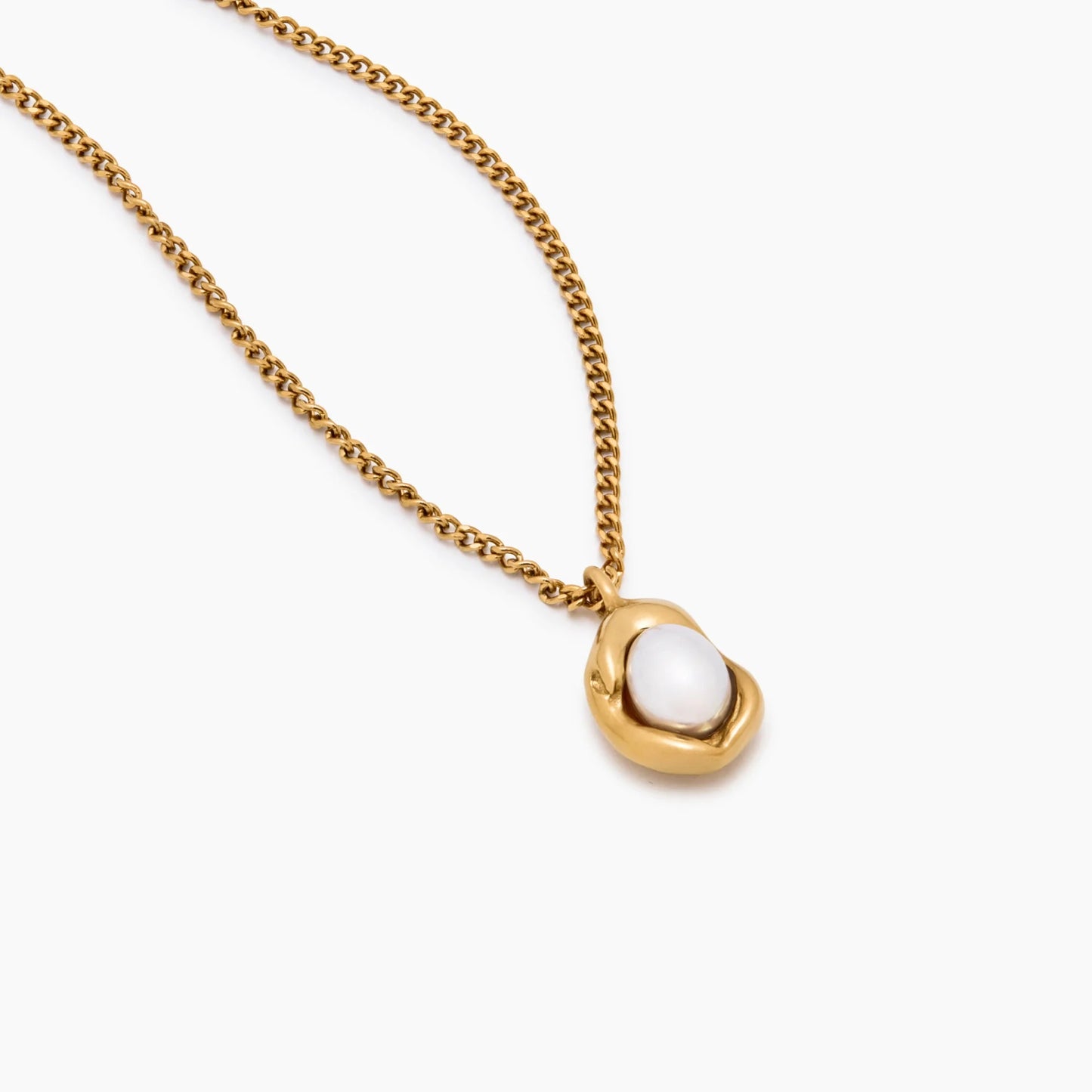 Gilded Pearl Drop Necklace